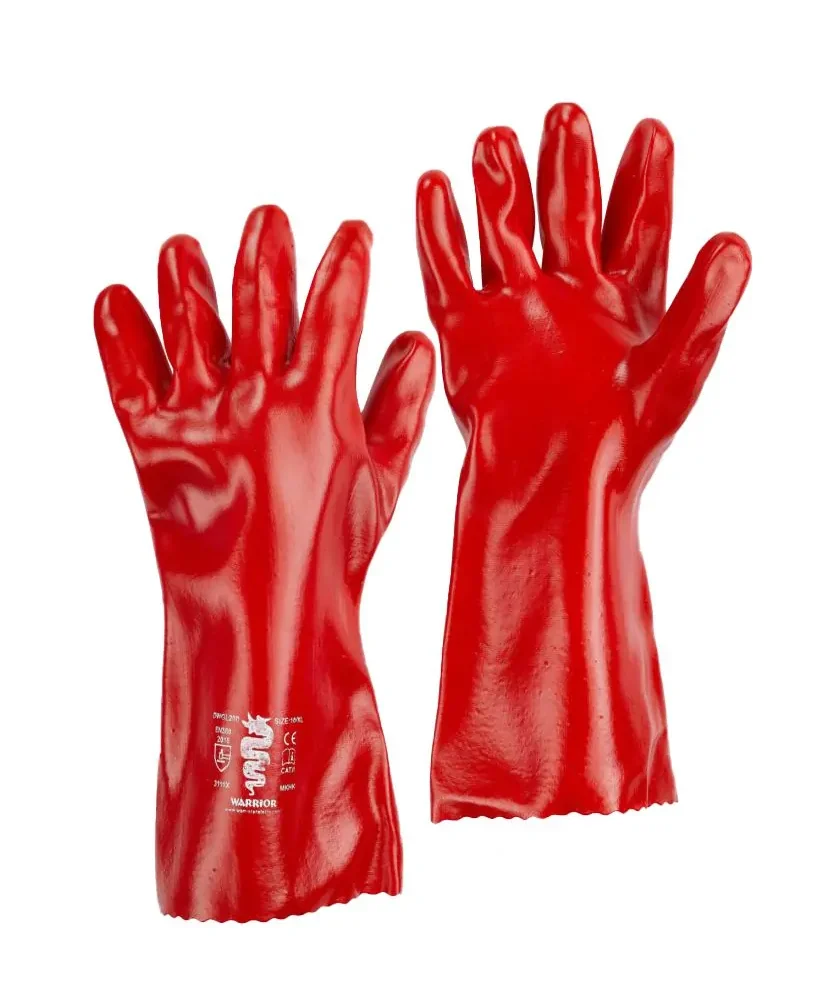 RED PVC GAUNTLET GLOVES